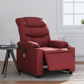 Sillón masaje reclinable eléctrico cuero sintético rojo tinto by , Armchairs - Ref: Foro24-3206596, Price: 277,57 €, Discount: %