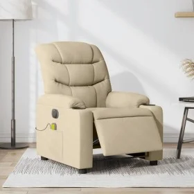 Sillón reclinable de masaje eléctrico tela color crema by , Armchairs - Ref: Foro24-3206644, Price: 313,97 €, Discount: %