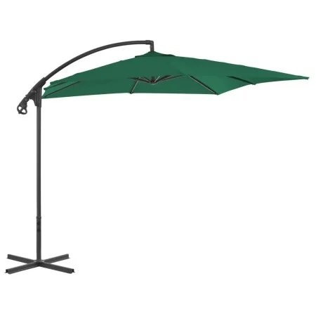 Sombrilla voladiza con poste de acero 250x250 cm verde de vidaXL, Sombrillas - Ref: Foro24-44877, Precio: 99,63 €, Descuento: %