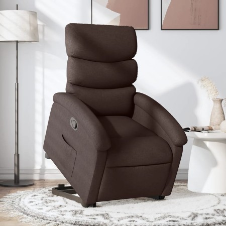 Sillón reclinable elevable tela marrón oscuro by , Armchairs - Ref: Foro24-3203983, Price: 256,07 €, Discount: %