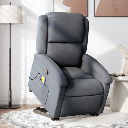 Verstellbarer Massage-Fernsehsessel aus dunkelgrauem Samt von , Sessel - Ref: Foro24-3204312, Preis: 311,56 €, Rabatt: %
