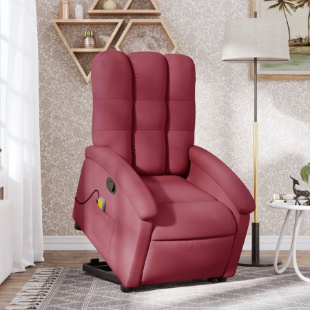 Sillón reclinable de masaje elevable tela rojo tinto de , Sillones - Ref: Foro24-3204107, Precio: 271,67 €, Descuento: %