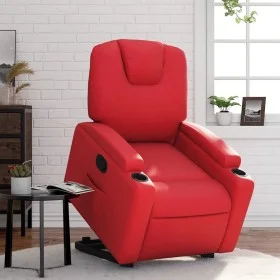 Sillón reclinable elevable cuero artificial rojo de , Sillones - Ref: Foro24-3204435, Precio: 323,32 €, Descuento: %