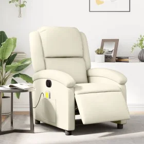 Sillón de masaje reclinable eléctrico cuero sintético crema de , Sillones - Ref: Foro24-3204220, Precio: 264,17 €, Descuento: %