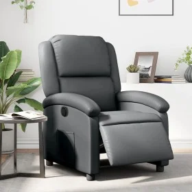 Sillón reclinable eléctrico de cuero sintético gris by , Armchairs - Ref: Foro24-3204215, Price: 262,52 €, Discount: %