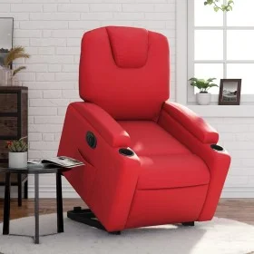 Sillón elevable eléctrico cuero artificial rojo by , Armchairs - Ref: Foro24-3204449, Price: 373,14 €, Discount: %