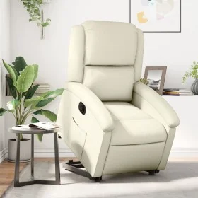 Sillón reclinable elevable eléctrico de cuero sintético crema de , Sillones - Ref: Foro24-3204241, Precio: 331,27 €, Descuent...
