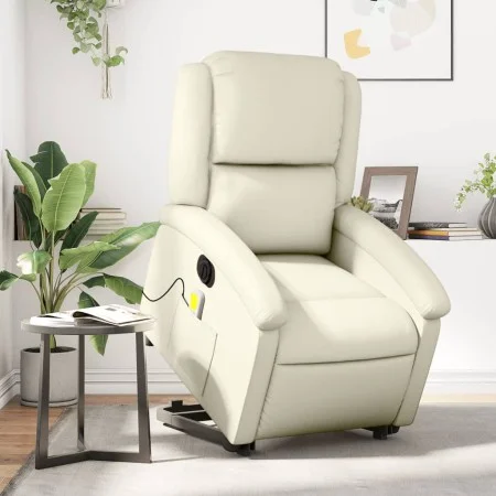 Sillón de masaje elevable eléctrico cuero sintético crema by , Armchairs - Ref: Foro24-3204248, Price: 347,54 €, Discount: %