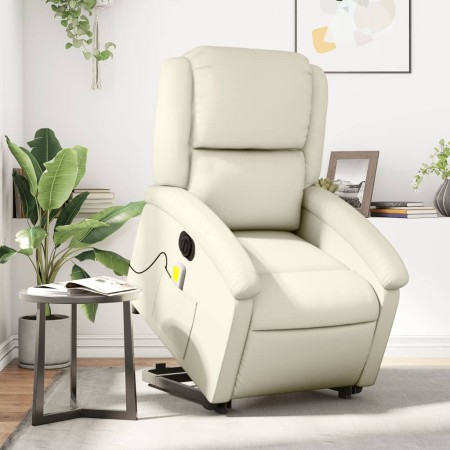Sillón de masaje elevable eléctrico cuero sintético crema by , Armchairs - Ref: Foro24-3204248, Price: 327,00 €, Discount: %