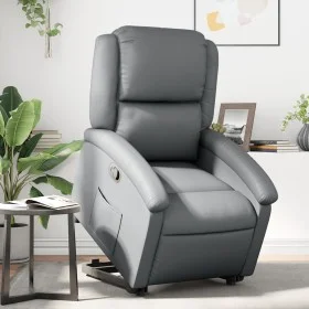 Sillón reclinable elevable cuero artificial gris by , Armchairs - Ref: Foro24-3204229, Price: 297,58 €, Discount: %