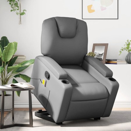 Sillón reclinable de masaje de pie cuero artificial gris by , Armchairs - Ref: Foro24-3204440, Price: 301,97 €, Discount: %