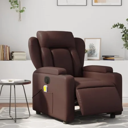 Sillón de masaje reclinable eléctrico cuero sintético marrón by , Armchairs - Ref: Foro24-3204539, Price: 292,19 €, Discount: %