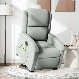 Verstellbarer, aufklappbarer Massage-Sessel aus hellem grauen Samt. von , Sessel - Ref: Foro24-3204333, Preis: 352,21 €, Raba...