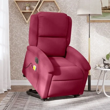 Sillón de masaje reclinable elevable terciopelo rojo tinto by , Armchairs - Ref: Foro24-3204338, Price: 379,59 €, Discount: %