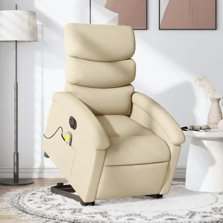Sillón de masaje eléctrico reclinable elevable tela crema by , Armchairs - Ref: Foro24-3204023, Price: 377,80 €, Discount: %