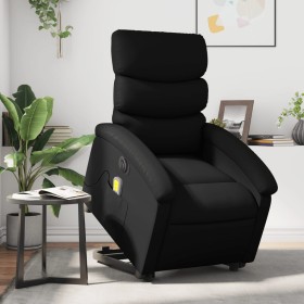 Sillón de masaje elevable eléctrico cuero sintético negro