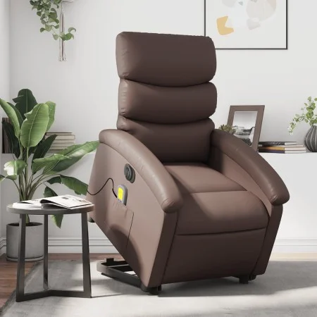 Sillón de masaje elevable eléctrico cuero sintético marrón by , Armchairs - Ref: Foro24-3204063, Price: 336,48 €, Discount: %