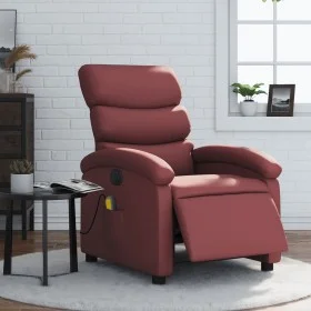Sillón de masaje reclinable de cuero artificial rojo tinto by , Armchairs - Ref: Foro24-3204037, Price: 246,72 €, Discount: %