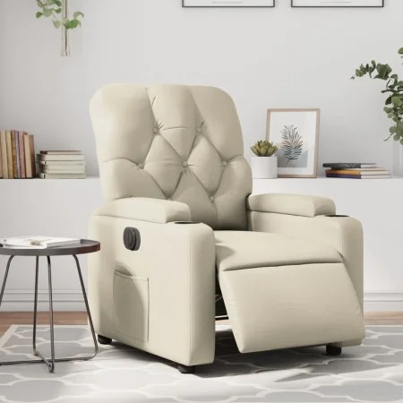 Sillón reclinable eléctrico de cuero sintético crema de , Sillones - Ref: Foro24-3204759, Precio: 250,97 €, Descuento: %