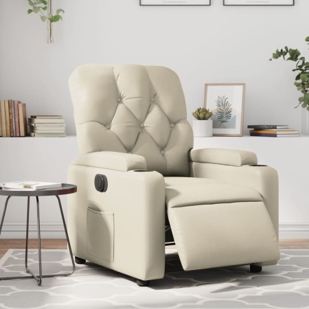Sillón reclinable eléctrico de cuero sintético crema by , Armchairs - Ref: Foro24-3204759, Price: 254,69 €, Discount: %