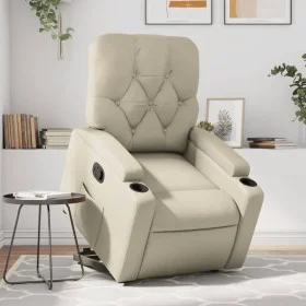 Sillón reclinable elevable cuero artificial color crema by , Armchairs - Ref: Foro24-3204773, Price: 283,77 €, Discount: %
