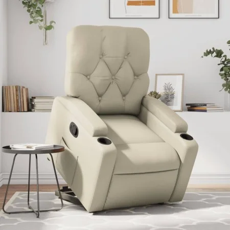 Sillón reclinable elevable cuero artificial color crema by , Armchairs - Ref: Foro24-3204773, Price: 283,77 €, Discount: %