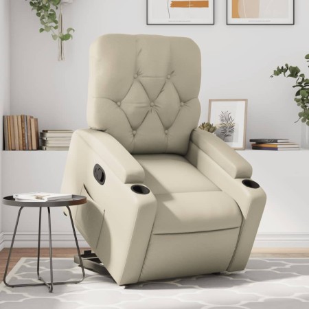 Sillón reclinable elevable cuero artificial color crema by , Armchairs - Ref: Foro24-3204773, Price: 278,60 €, Discount: %
