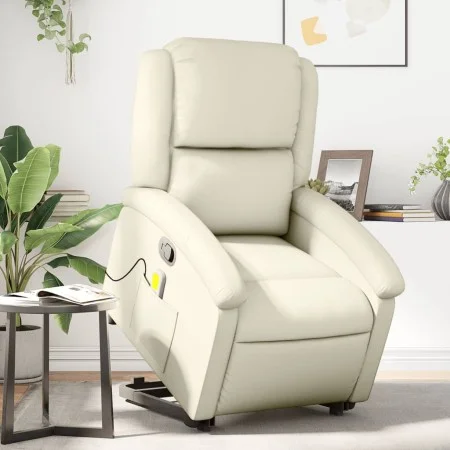 Sillón reclinable de masaje de pie cuero artificial color crema de , Sillones - Ref: Foro24-3204234, Precio: 297,08 €, Descue...