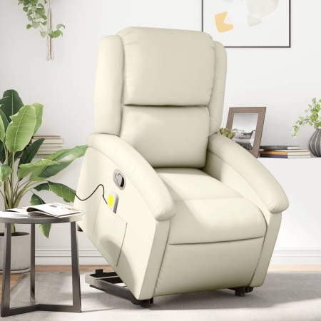 Sillón reclinable de masaje de pie cuero artificial color crema by , Armchairs - Ref: Foro24-3204234, Price: 284,25 €, Discou...