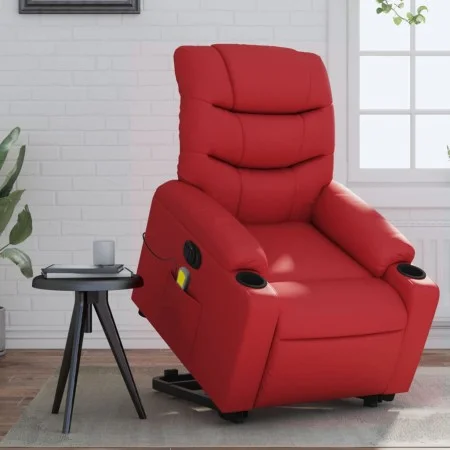 Sillón de majaje elevable eléctrico cuero artificial rojo by , Armchairs - Ref: Foro24-3206625, Price: 405,64 €, Discount: %
