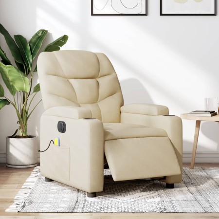 Sillón reclinable de masaje eléctrico tela color crema by , Armchairs - Ref: Foro24-3204593, Price: 279,23 €, Discount: %