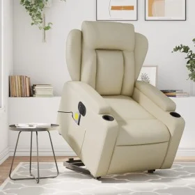 Elektrischer Aufsteh-Massagesessel aus Kunstleder in Cremefarbe. von , Sessel - Ref: Foro24-3204566, Preis: 393,84 €, Rabatt: %