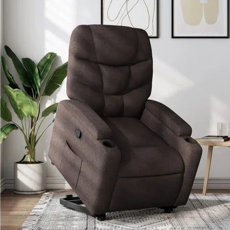 Sillón reclinable elevable tela marrón oscuro de , Sillones - Ref: Foro24-3204601, Precio: 281,76 €, Descuento: %