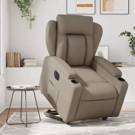 Sillón elevable eléctrico cuero artificial capuchino by , Armchairs - Ref: Foro24-3204564, Price: 364,54 €, Discount: %