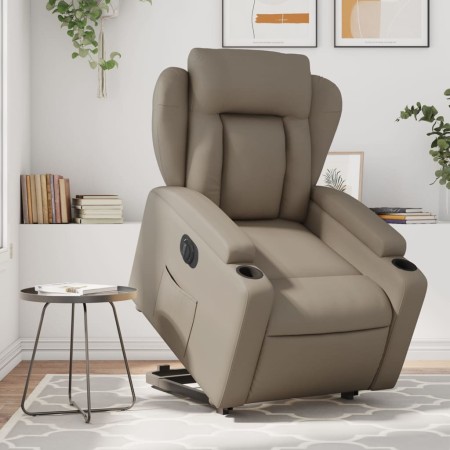 Sillón elevable eléctrico cuero artificial capuchino by , Armchairs - Ref: Foro24-3204564, Price: 341,21 €, Discount: %