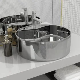 Washbasin with overflow 46.5x15.5 cm silver ceramic by vidaXL, Sinks - Ref: Foro24-143865, Price: 63,80 €, Discount: %