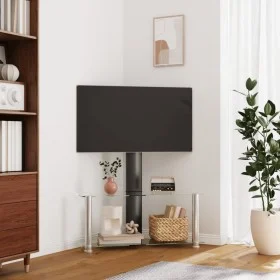 Eck-TV-Möbel mit 2 Ebenen für 32-70 Zoll, schwarz-silberfarben. von , TV-Möbel - Ref: Foro24-358168, Preis: 102,41 €, Rabatt: %