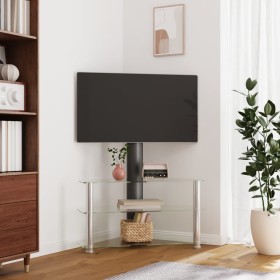 Eck-TV-Möbel mit 3 Ebenen für 32-70 Zoll, schwarz-silberfarben. von , TV-Möbel - Ref: Foro24-358177, Preis: 126,23 €, Rabatt: %