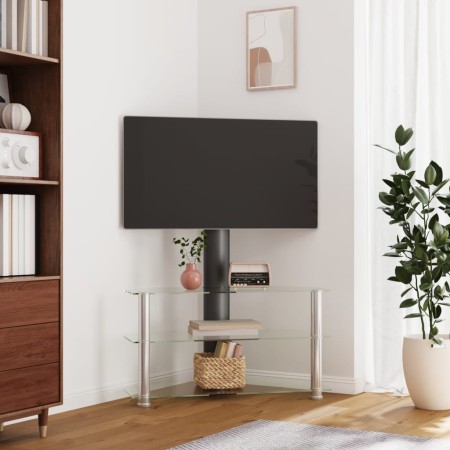 Eck-TV-Möbel mit 3 Ebenen für 32-70 Zoll, schwarz-silberfarben. von , TV-Möbel - Ref: Foro24-358177, Preis: 126,23 €, Rabatt: %