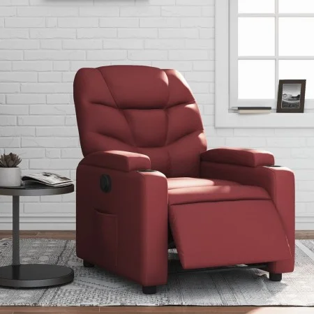 Sillón reclinable eléctrico de cuero sintético rojo tinto de , Sillones - Ref: Foro24-3204648, Precio: 283,55 €, Descuento: %