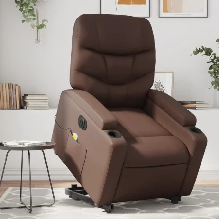 Elektrischer Aufsteh-Massagesessel aus braunem Kunstleder von , Sessel - Ref: Foro24-3204681, Preis: 353,82 €, Rabatt: %