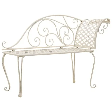 Banco tumbona de jardín de acero blanco envejecido 128 cm de vidaXL, Bancos de jardín - Ref: Foro24-45431, Precio: 144,47 €, ...