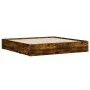 Smoked oak engineered wood bed with drawers 200x200 cm by , Beds and slatted bases - Ref: Foro24-3207249, Price: 225,41 €, Di...