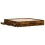 Smoked oak engineered wood bed with drawers 200x200 cm by , Beds and slatted bases - Ref: Foro24-3207249, Price: 225,41 €, Di...