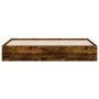 Smoked oak engineered wood bed with drawers 200x200 cm by , Beds and slatted bases - Ref: Foro24-3207249, Price: 225,41 €, Di...