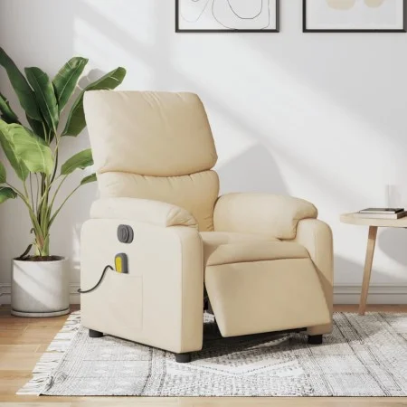 Sillón reclinable de masaje eléctrico tela color crema by , Armchairs - Ref: Foro24-3204821, Price: 288,31 €, Discount: %