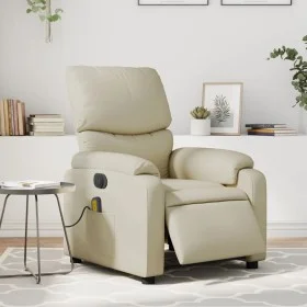 Sillón de masaje reclinable eléctrico cuero sintético crema by , Armchairs - Ref: Foro24-3204880, Price: 280,76 €, Discount: %