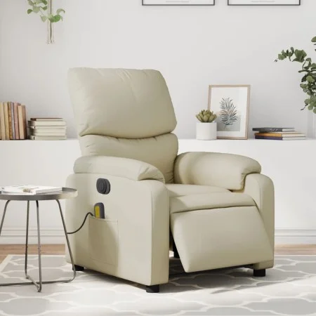 Sillón de masaje reclinable eléctrico cuero sintético crema de , Sillones - Ref: Foro24-3204880, Precio: 280,71 €, Descuento: %