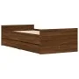 Brown oak bed frame with drawers 100x200 cm by , Beds and slatted bases - Ref: Foro24-3207370, Price: 167,69 €, Discount: %