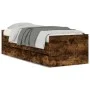 Smoked oak bed frame with drawers 90x200 cm by , Beds and slatted bases - Ref: Foro24-3207347, Price: 156,72 €, Discount: %